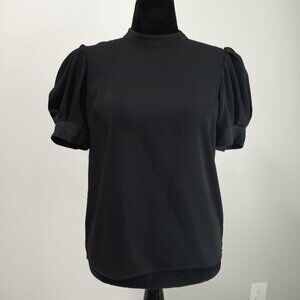 EXPRESS BLACK HIGH NECK PUFF SLEEVE BLOUSE WOMEN SIZE M